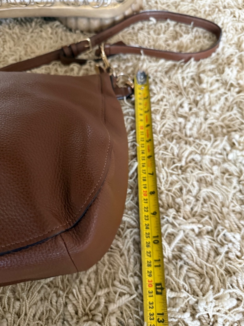 Coach Elle Slouchy Hobo Saddle Bag Brown Pebbled Leather Gold Hardware F31399 - Picture 13 of 15